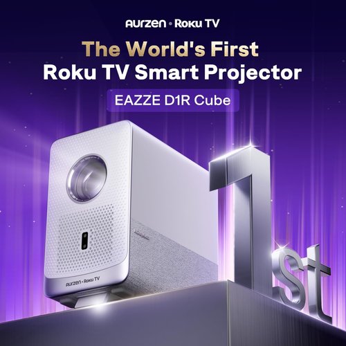 Aurzen D1R Cube Projector - Portable Mini Projector Bundle with Carrying Case & Bag