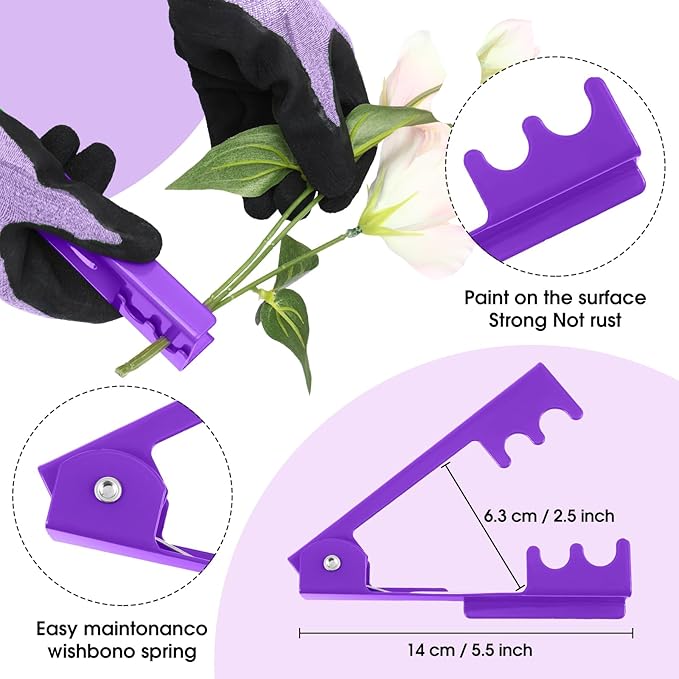 WILLBOND Floral Arrangement Kit, Christmas Rose Thorn Stripper Tool Garden Pruning Shears Scissors Rose Thorn Remover Pruner Trimmer Gloves Tapes Florist Garden Tool Gift Kit for Women(Purple)