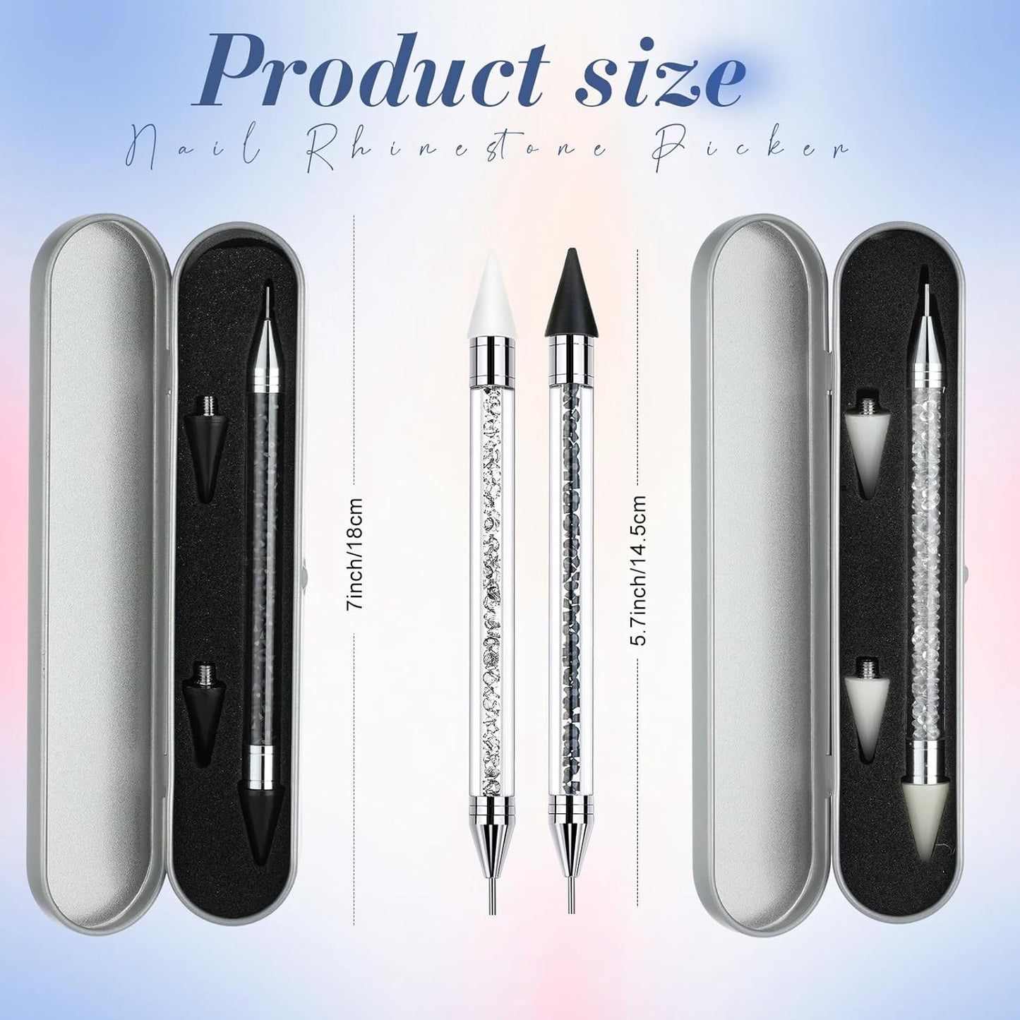 Skiennix Rhinestone Picker Dotting Pen - Dual-Ended Wax Pencil for Nail Art & DIY Decoration | Black & White