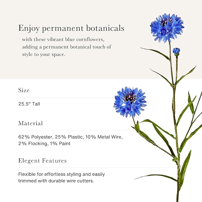 Afloral Blue Faux Cornflower Wildflowers - 25.5"