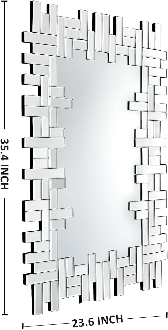 KOHROS Large Decorative Rectangle Mirror for Wall Decor Art Grecian Venetian Mirror (Silver-A, 36" L x 24" W)