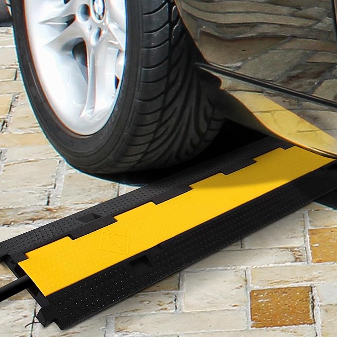 Pyle 40" Cable Wire Protector Cover Ramp Track with Interlocking System & Flip Lid for Indoor Outdoor Floor Extension Cord Safety Concealment
