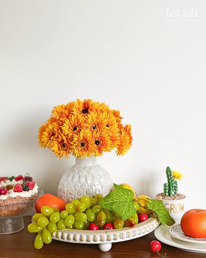 Letjolt Artificial Gerbera Daisy Flowers African Daisy Orange Silk Flowers Home Decorations Faux DIY Bouquet for Wedding Engagement Centerpieces Arrangements