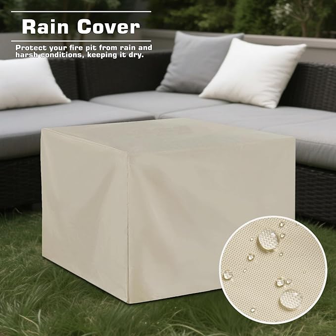 28'' Propane Fire Pit Table, 2 in 1 Rectangular Outdoor Fireplace, Outside Patio Deck and Garden, Gas Fire Pit Table with Lid and Stone, 50,000 BTU Adjustable Flame