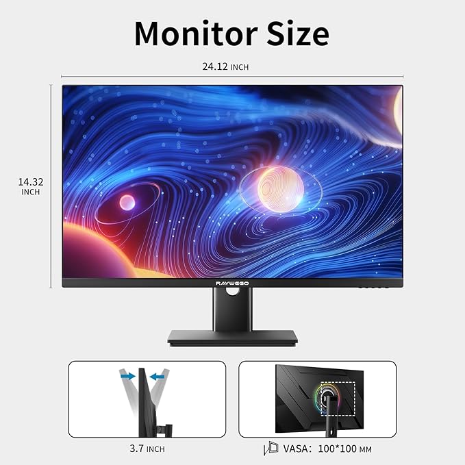 27 Inch QHD(2560 * 1440) 100Hz Computer Monitor,Anti-Blue Light Screen,100% High Color Gamut, 99% sRGB,Support FreeSync,PC Monitor for Casual Gaming and Working,HDMI,DP,USB,AUX