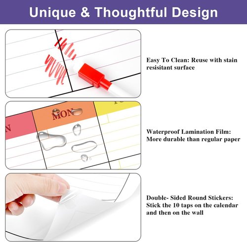 DERAYEE Large Dry Erase Calendar - 33" x 25" Wall Planner with Note Space for Home & Office