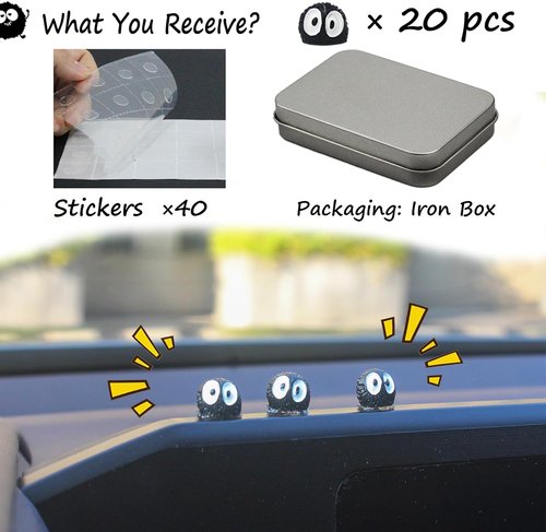 Mevodeata Cute Soot Sprite Car Decor - 20 Pcs Rearview Mirror Accessories for Home & Office Gifts