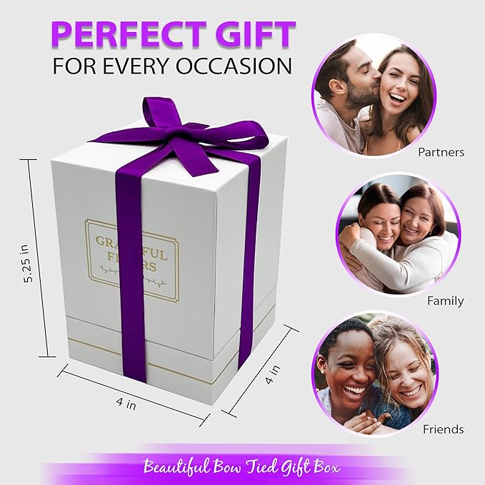 Graceful Fleurs | Real Long Lasting Roses for Years | Preserved Fresh Flowers for Delivery Birthday | Birthday Gifts for Women | Forever Roses in a Box (Purple, White Box, 4 Roses)
