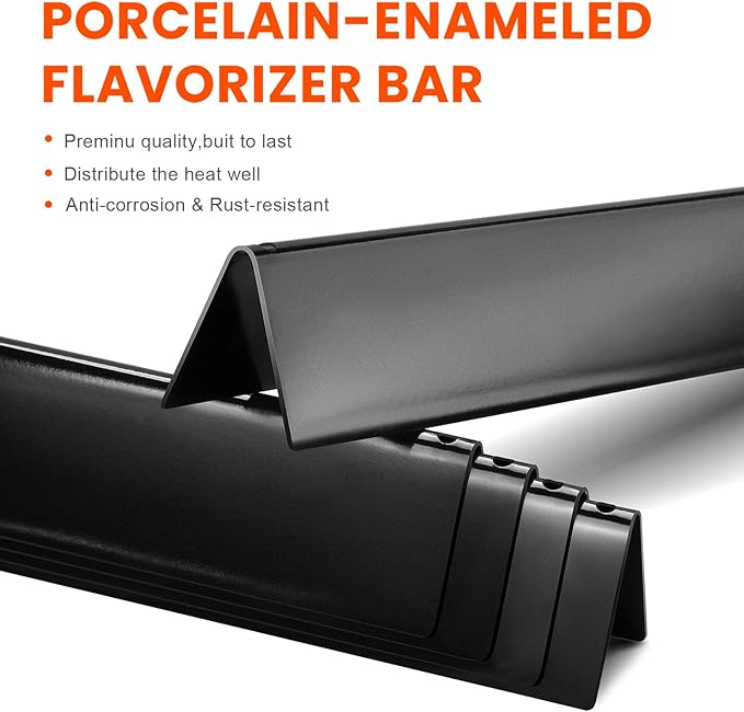 GasSaf 17.5" Flavorizer Bar for Weber Genesis 300 E310 E320 E330 S310 S320 S330 EP310 EP320 EP330 Grills with Front Control(2011-2016), 5 PCS Porcelain Enameled Heat Plates for Weber 7620 7621