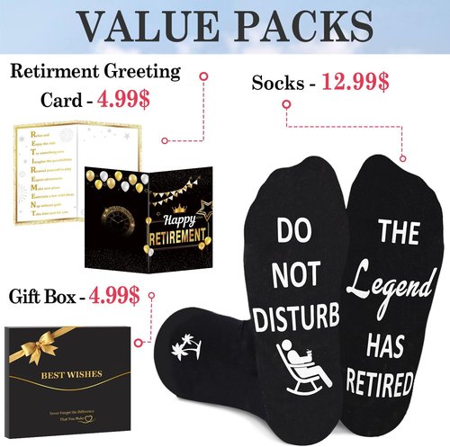 Juesly Retirement Socks - Funny Gift for Men & Women | Perfect Retirement Present
