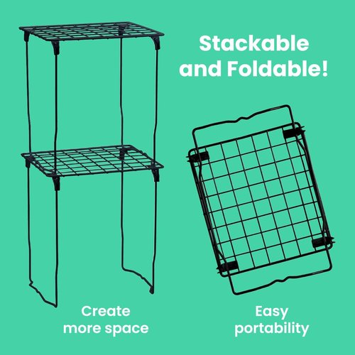LockerMate Stac-A-Shelf Locker Organizer - Stackable Extra Tall Shelf for Standard School Lockers - Black