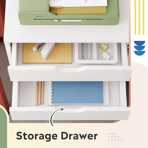 DEVAISE 5-Drawer Filing Cabinet - Under Desk Wood Storage with Wheels | Modern White Design