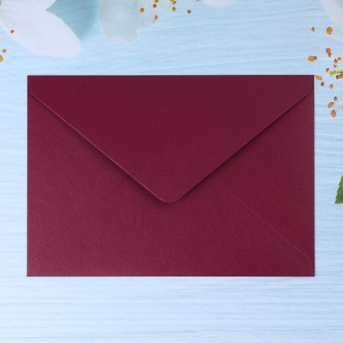 PONATIA A7 Envelopes - Shiny Burgundy 50 PCS Pack for Wedding Invitations & Greeting Cards | 5.25 x 7.25 Inches