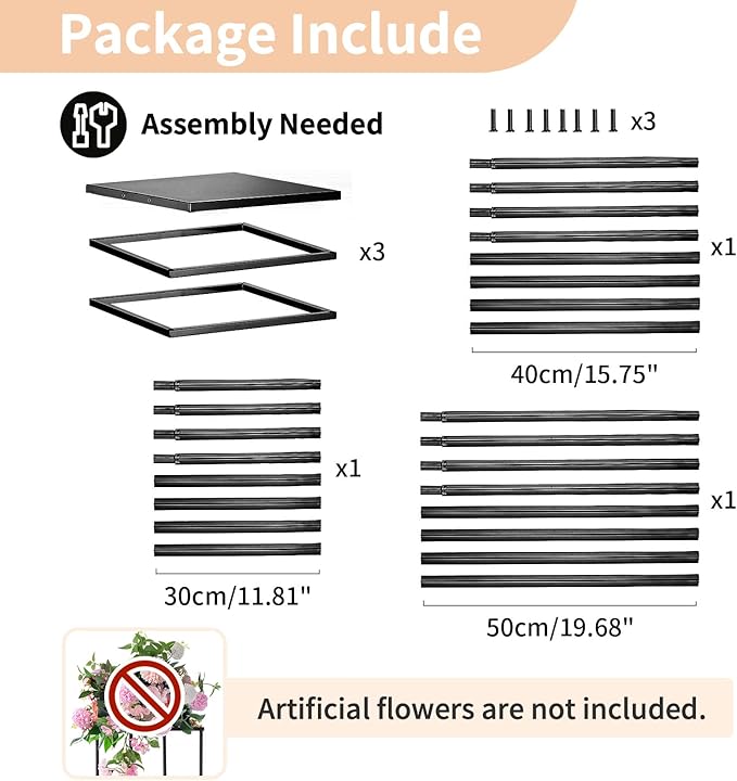 Nuptio Black Vase for Wedding Centrepieces: 3 Pcs Tall Plant Stand Flower Vases Large Metal Display Table Column Rack Geometric Centre Pieces for Home Birthday Party Decorations(23.6/31.5/39.4in)