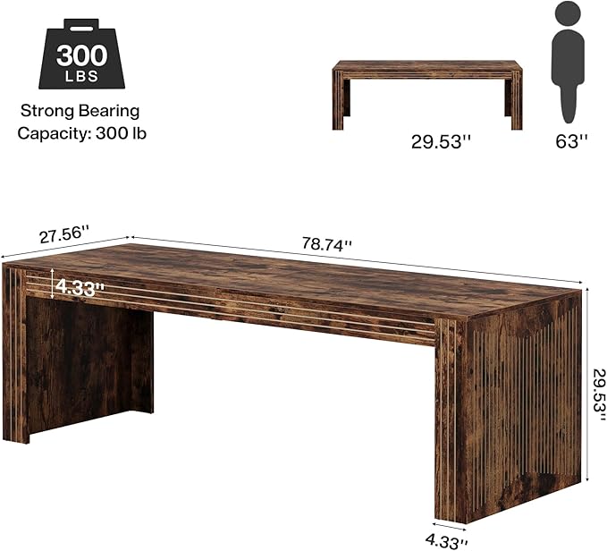 Tribesigns 79-Inch Extra Long Desk, Two Person Double Desk for Home Office, Wooden Long Computer Desk Writing Table for Office, Vintage Brown