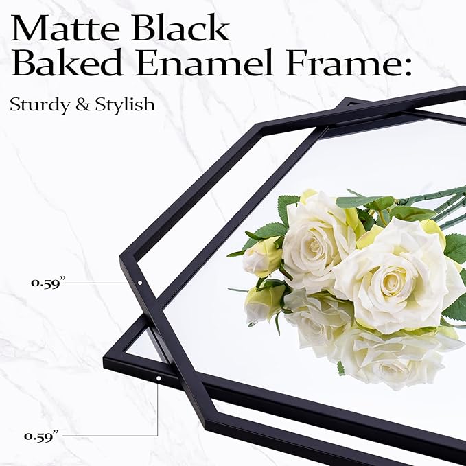 Black 60"x30.5" Full Length Wall Mirror, Large Bathroom Rectangular Mirror with Metal Modern Octagonal Frame, for Entryway,Living Room, Dining Room