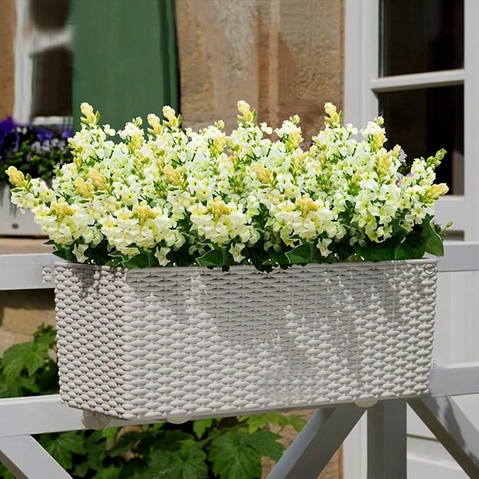 Artificial Fake Flowers Silk Plastic Plant Arrangement for Home Indoor Outdoor Garden Wedding Table Vase Decorations Faux Snapdragon Flower,3 Bouquets (White)