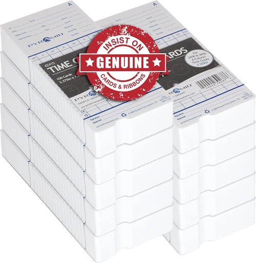 Pyramid Time Systems - Authentic Time Cards for Pyramid Time Clocks | Double-Sided Sheets (3.38 x 7.44 In) - 1000 Pack - Blue/Green