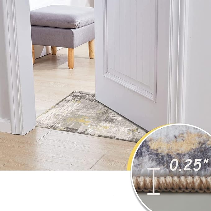 6x9 Area Rug, Ultra-Soft Washable Rug for Living Room, Dinner Room, Bedroom, Non-Slip Modern Abstract Rug, Indoor Carpet Large Area Rug, Yellow
