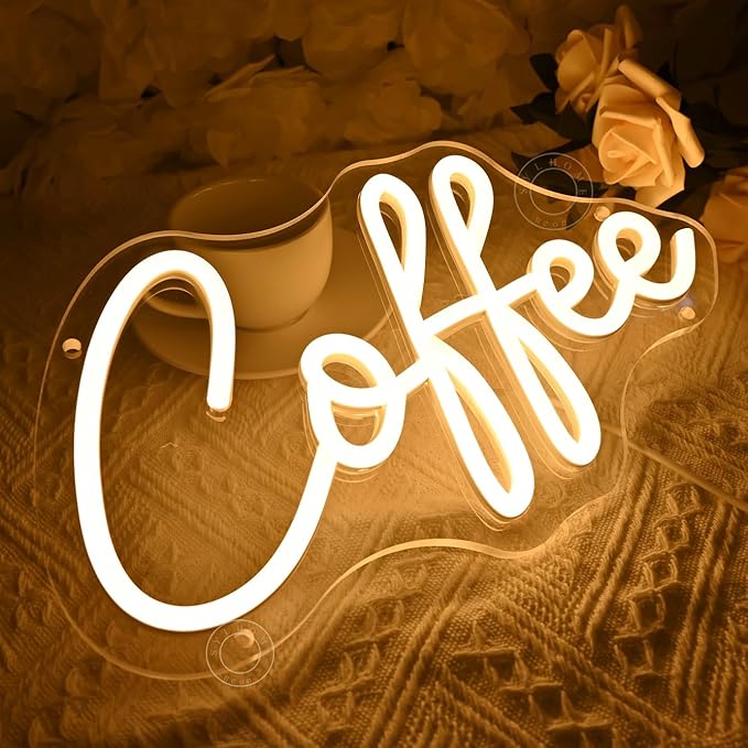 SYLHOME Coffee Led Neon Light Sign Home Bedroom Business Cafe Wall Sign Decor Club Coffee Bar Station Shop Kitchen Light Up Sign 11.8" X 6.69" USB