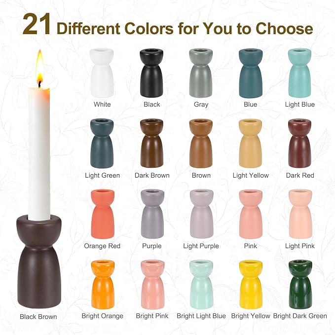 uxcell 2 Pack Candlestick Holder Light Yellow Ceramic Taper Candle Holder Candle Stand Holders Modern Style Decoration for Centerpiece Tabletops Anniversary