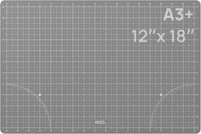 HOZO NanoTech Cutting Mat for Ultrasonic Cutter, 12" x 18" Self-Healing Cutting Mat, Glue-Free Eco Design, Heat-Resistant, Metric & Imperial Scales, Durable for Craft, DIY, 3D Printing & Model Making