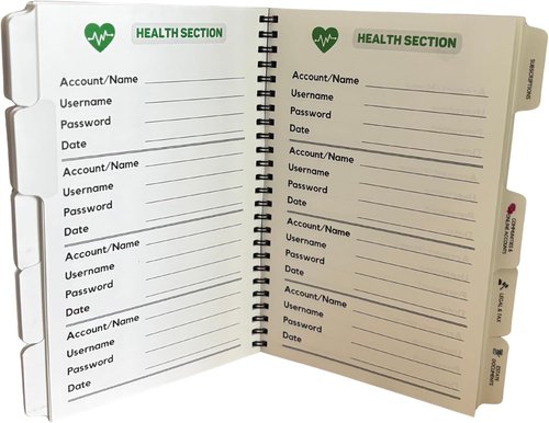 Nokbox Companion Password Book - Organized Password Keeper With Category Tabs for Easy Access