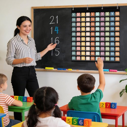 ANCOMEDO Pocket Chart - 100 Pockets with 150 Double-Sided Boho Number Cards | Classroom Organizer (Black)