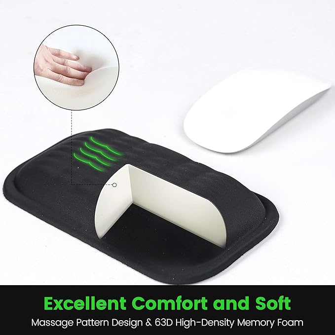MEKASS Ergonomic Mouse Wrist Rest, Premium Memory Foam Mouse Wrist Pad Support Relieve Wrist Pain for Long Hours of Work, Gaming (Classic Black