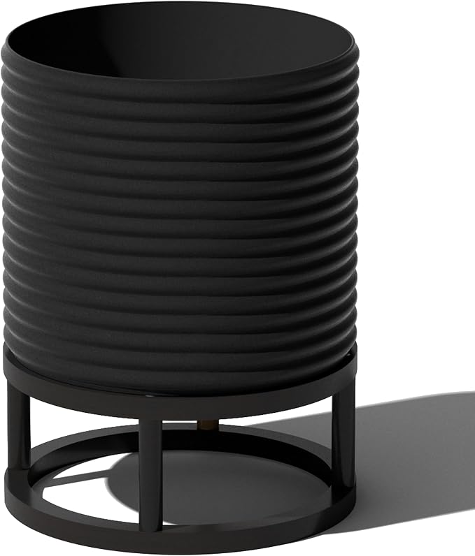 Veradek Mod Series Raised 13" Short Planter for Patio & Backyard | Durable Plastic-Stone Material w/Wooden Stand | Modern Décor for Plants & Flowers