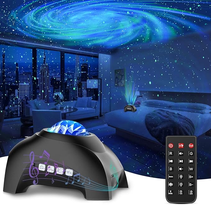 Galaxy Projector, CIMELR Star Projector Night Light with Bluetooth Speaker, White Noise Machine, Remote Control - Northern Lights Aurora Projector for Bedroom, Room Decor, Party, Gift for Kids Adults