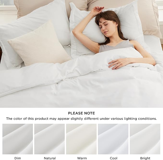 Bedsure Duvet Cover with Fitted Sheet Full - Deep Pocket, Hotel Luxury Soft Double Brushed Bedding Set with Zipper Closure, Includes 1 Duvet Cover, 1 Fitted Sheet, 2 Pillow Shams, NO Comforter, White