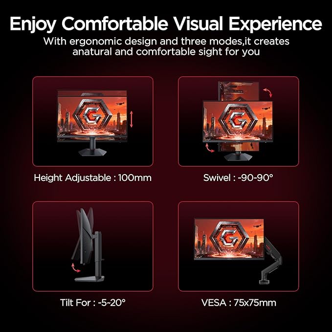 KOORUI 27 Inch 4K Gaming Monitor, Dual Mode(UHD 160Hz / FHD 320Hz), Fast IPS 2160p PC Monitor, 95% DCI-P3, HDR400, Eye-Care, Height/Pivot/Tilt Adjustability, VESA Mountable，HDMI 2.1/DP 1.4, G2741L