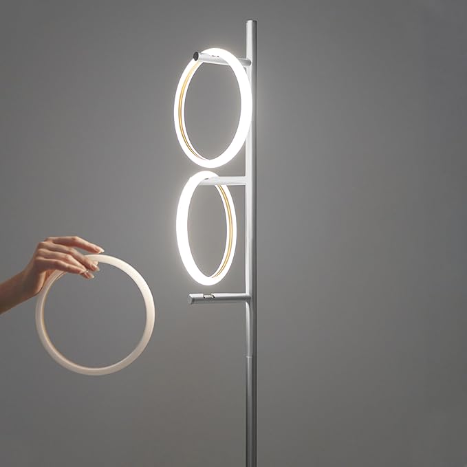 Brightech Saturn LED Tree Floor Lamp - Unique Design Matches Modern and Contemporary Decor - 3 Light Standing Pole Lamp- Tall Light for Living Room, Bedroom, and Office - Silver