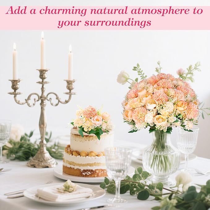 12 Bundles Peonies Artificial Flowers Silk Flowers Fake Peony Bouquet Faux Peonies Flowers Bulk for Wedding Decor Centerpiece Table Decorations (Orange)