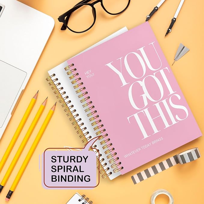 Yhtrg Spiral Journal Notebook for Women, You Got This Inspirational Notebooks Journal, Pink School Journal Notebook, Pink Motivational Positive Notebooks for Office School Supplies, 5.5x8.3 Inch