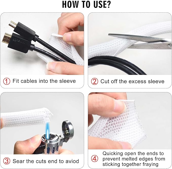 25ft - 1/2 inch Cord Protector Cable Sleeve Split Wire Loom Tubing for Power Cord Audio USB Cable, Cord Sleeve Cable Management for TV Computer, Cord Protectors from Pets Chewing, White