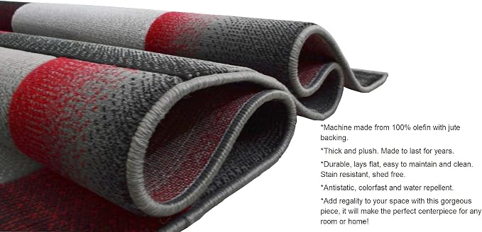 HR 5’ x 7’ Rug in Lava - Premium Quality Lava/Black/Gray Abstract Geometric Modern Squares Pattern Area Rug - Contemporary Styling for Living Room, Bedroom - Unique Home Décor