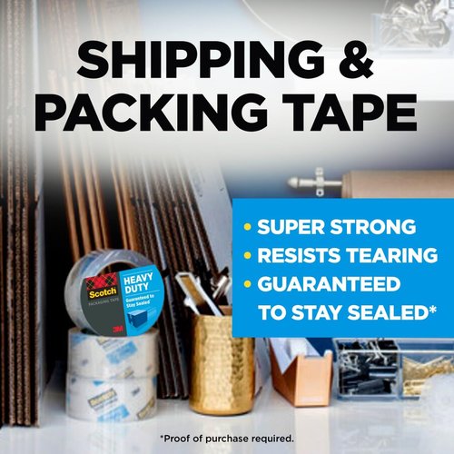 Scotch Heavy Duty Shipping Tape - Clear 1.88 in x 54.6 yd | 2 Pack of 3.0 Mil Box Sealing Rolls