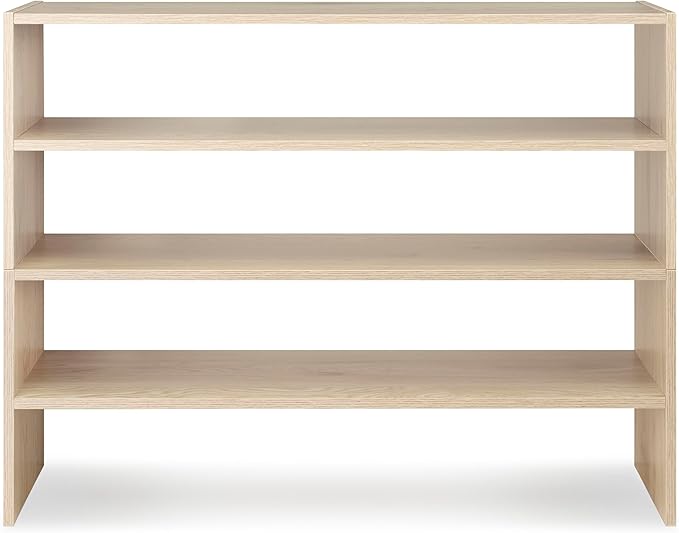 Whitmor Wood Stackable 2-Shelf Shoe Rack, White Oak, 31 inches