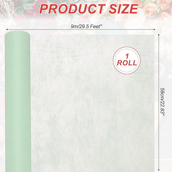 PATIKIL Flower Wrapping Paper 29.5 Ft x 22.8 Inch, Cotton Wrapping Flower Paper Tissue Paper for Flower Bouquet Gift Wrapping Valentine's Day Graduation Gift Floral Wrap, Dust Green