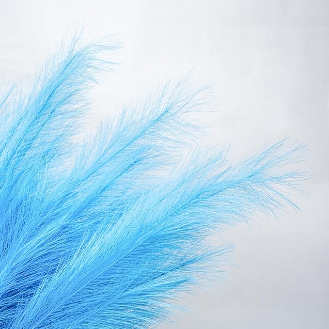 Premium Faux Pampas Grass Decor Tall & Fluffy, No Assembly Needed Long Pampas, Luxury Large Floral, Elegant Feather Flowers for Wedding Decor(Faux Navy Blue, 8pcs 43.3"(110cm))