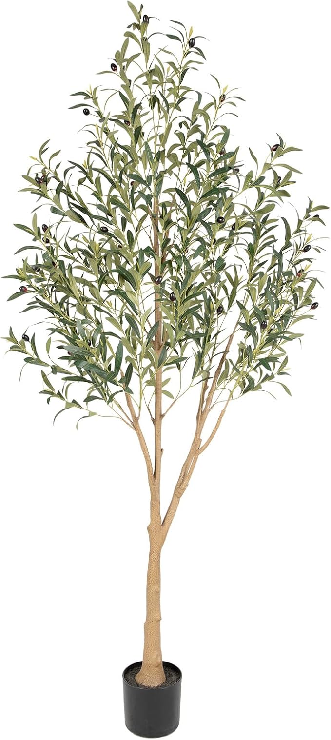 Tall Faux Olive Tree，6Ft(72in) Realistic Texture Potted Silk Artificial Olive Tree， Fake Olive Trees Indoor Outdoor for Home Office Living Room Bedroom Foyer Porch Decor.