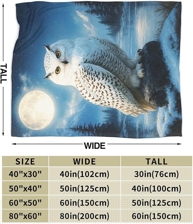 Owl Blanket Cute Owl Throw Blanket Soft Cozy Fleece Fuzzy Stuffed Plush Flannel Gifts for Girls Women Boys Kids Adults 40''x50''