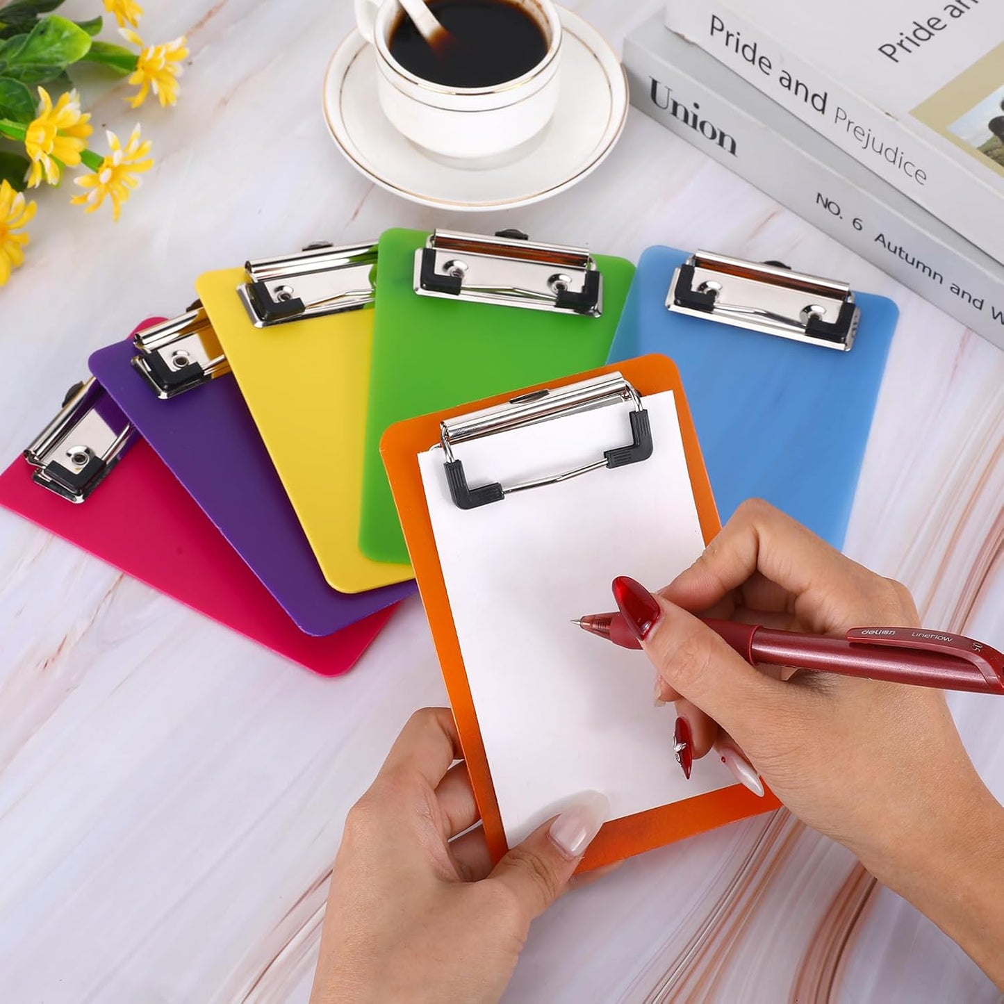 Skiennix Mini Clipboards - Cute 4x6 Inch Pocket Notepads for Offices & Schools | Set of 6 Colors