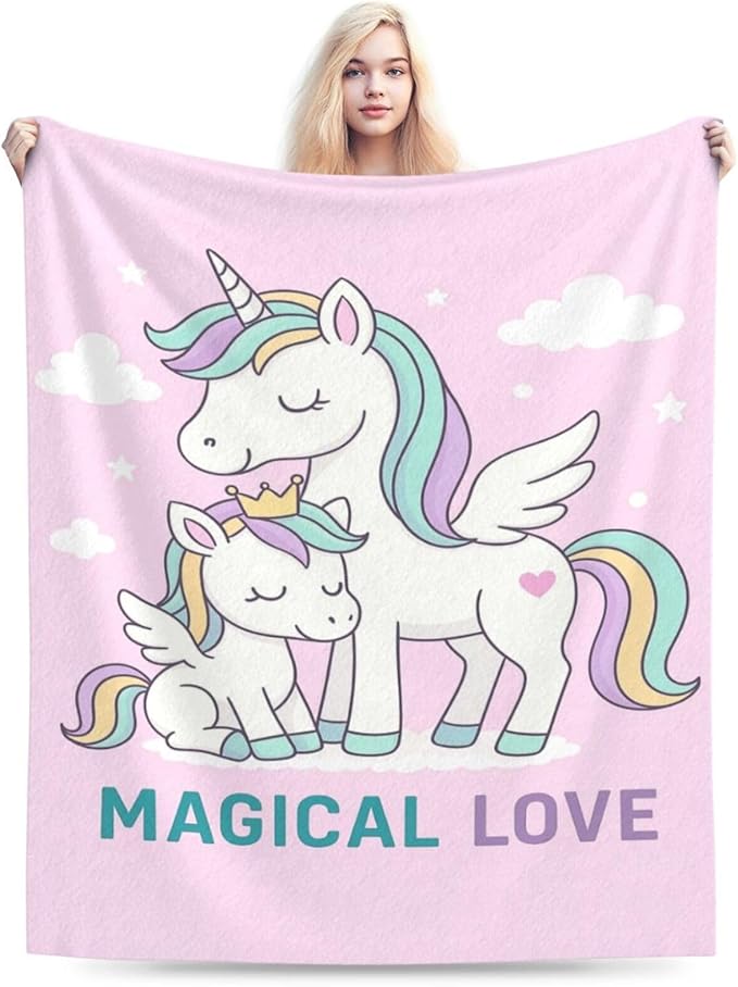 Unicorn Blanket Cute Unicorn Throw Blanket Magical Love Soft Cozy Fleece Fuzzy Stuffed Plush Flannel Animal Gifts for Girls Women Boys Kids Adults 60"X80"