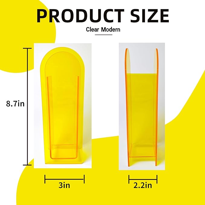 Acrylic Vase Creative Gifts Minimalist Design Wedding Centerpiece Home Office Decor Elegant Floral Display Stand(Not Including Flowers) (Full-Yellow, 1PCS)