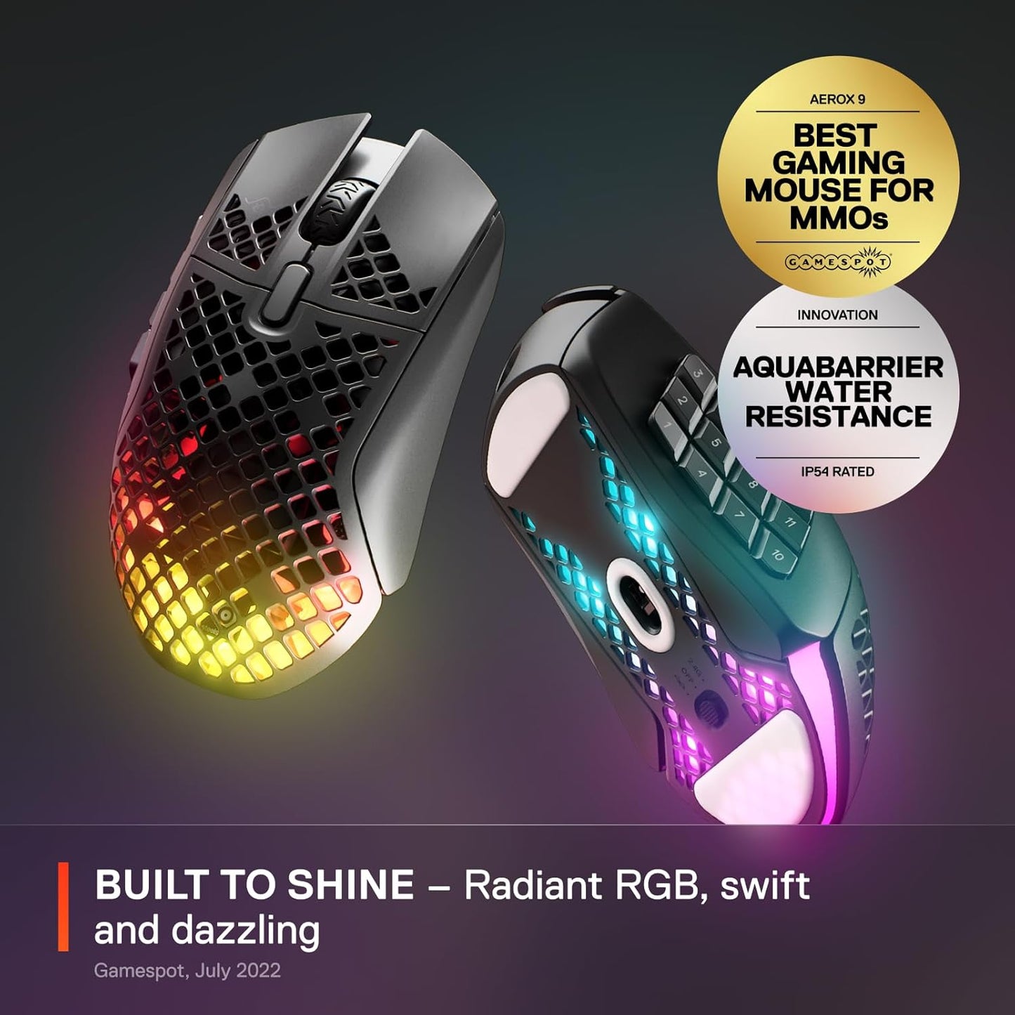 SteelSeries Aerox 9 Wireless Gaming Mouse - Ultra-Lightweight RGB Design - 18 Buttons, 18K DPI Sensor
