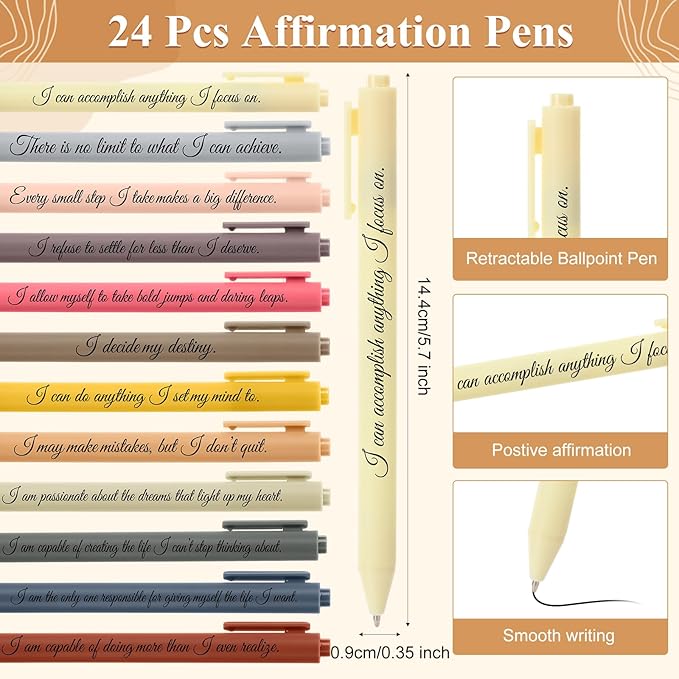 Kosiz 48 Pcs/24 Set Positive Affirmation Gifts Gratitude Spiral Notebooks with Pens Motivational Encouragement Notepads Daily Affirmations Journal for Women Valentine Galentine Gifts (Soft)