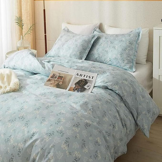 Blue Flowers Comforter Set Twin XL Soft Fluffy Microfiber Bedding Set Vintage Farmhouse Floral Comforter Set Garden Style Botanical Comforter for Girls Teens Boho Floral Bed Comforter for All Season